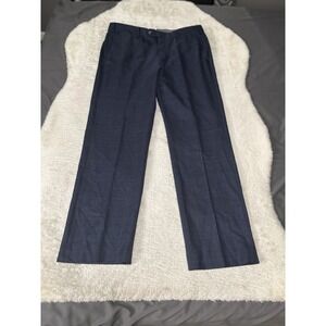 J Hilburn Blue Plaid Dress Straight Pants Men's 36x32 100% Wool‎ B